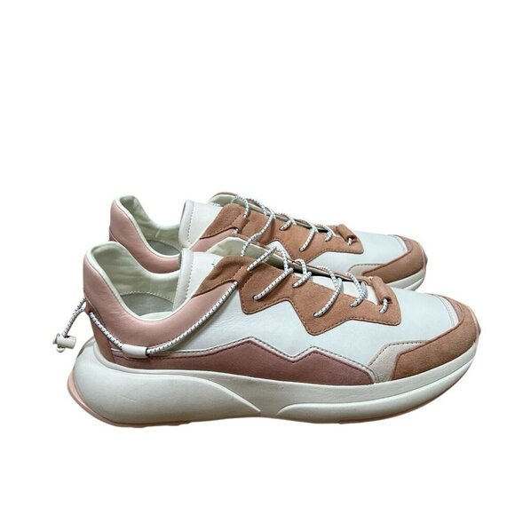 Stuart Weitzman SW! Sneakers Shoes Womens Size 8.5 B Cream Poudre Leather Suede - Picture 1 of 10